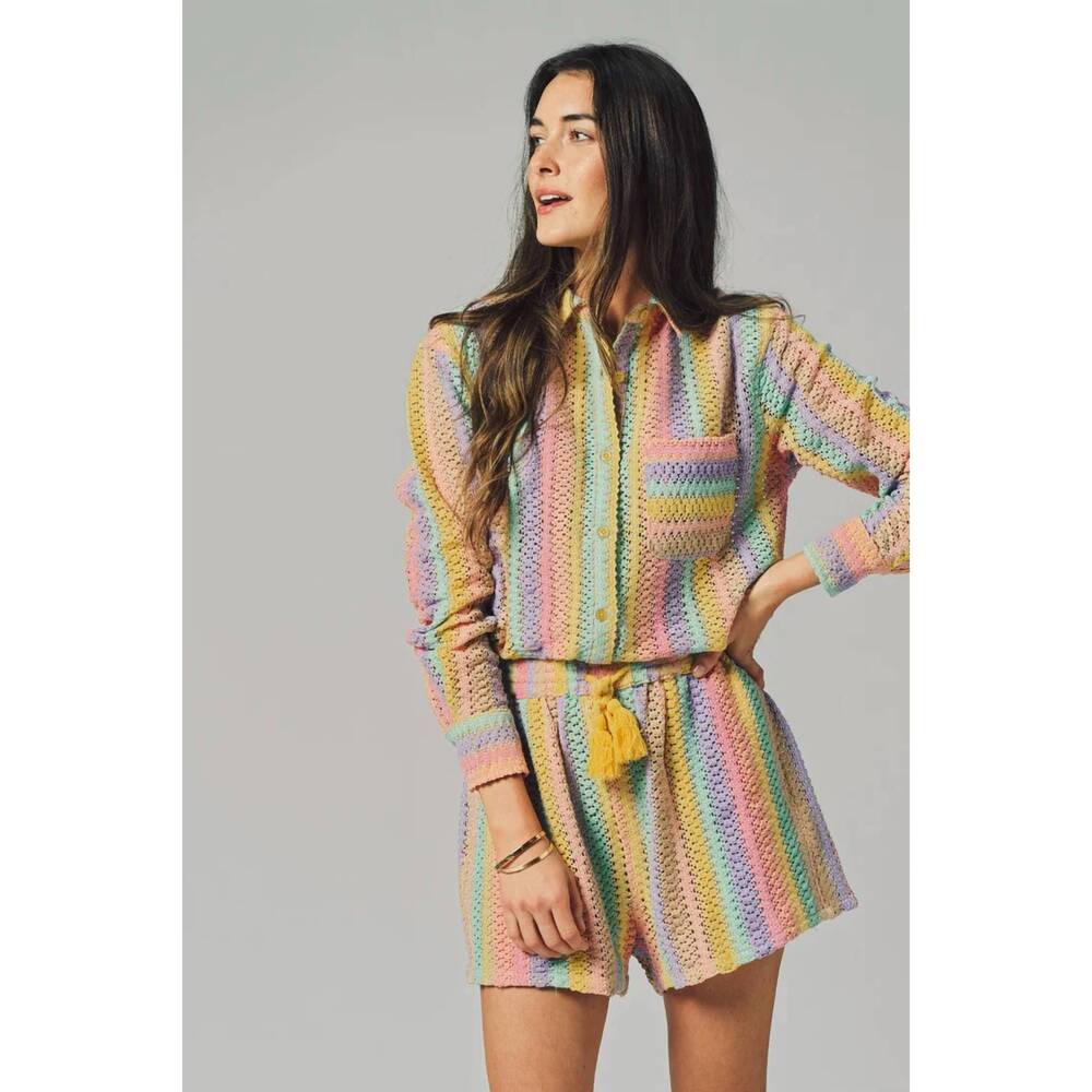 NEW THE SHIRT hannah crochet short in rainbow